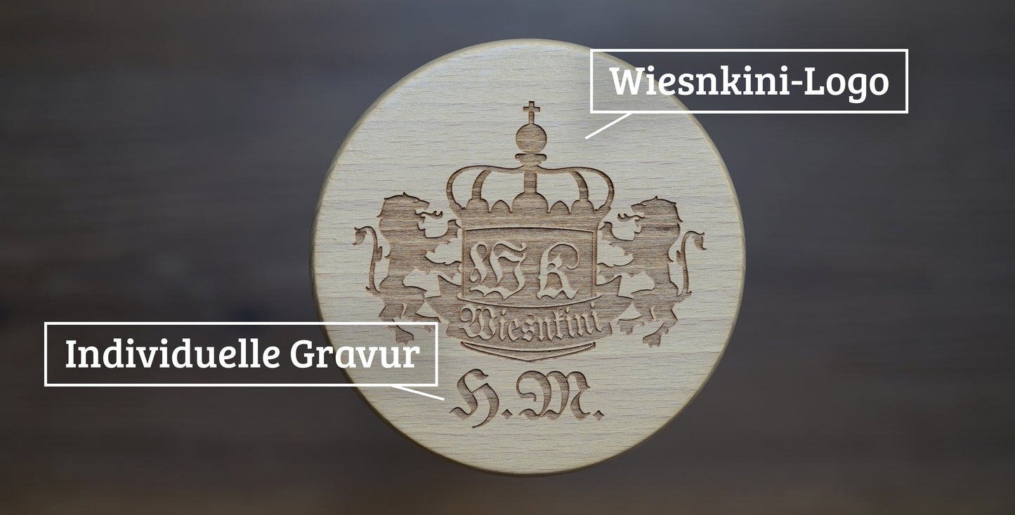 Krugdeckel aus Holz mit persönlicher Gravur